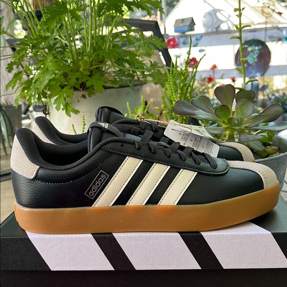Adidas Black and White Skate Sneakers with Gum Sole - Picture 3 of 8